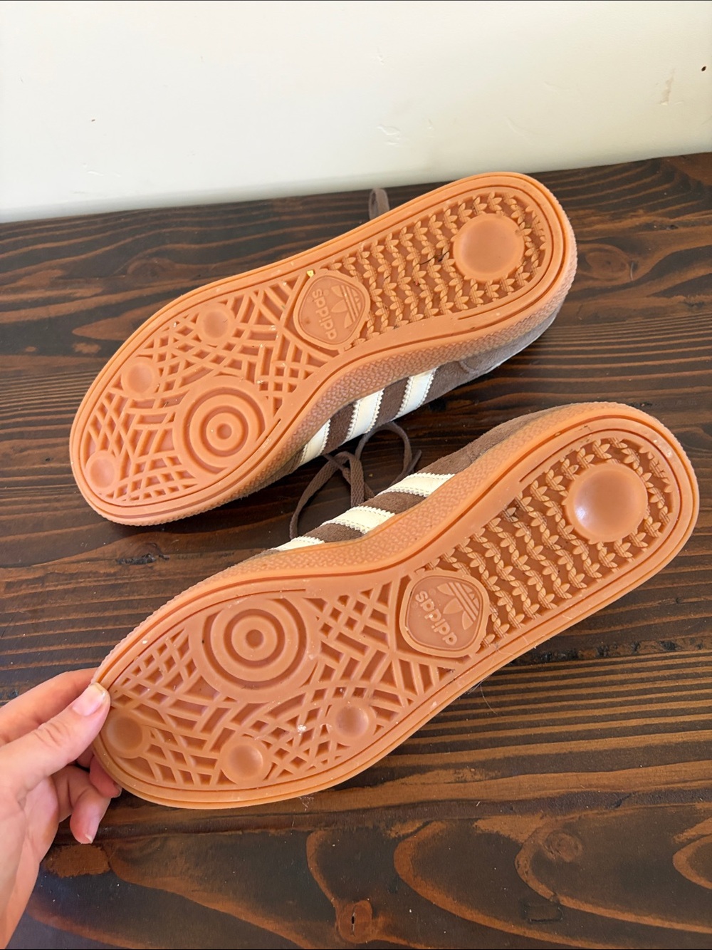 adidas Brown Suede Spezial Sneakers with Cream Stripes - Picture 5 of 6